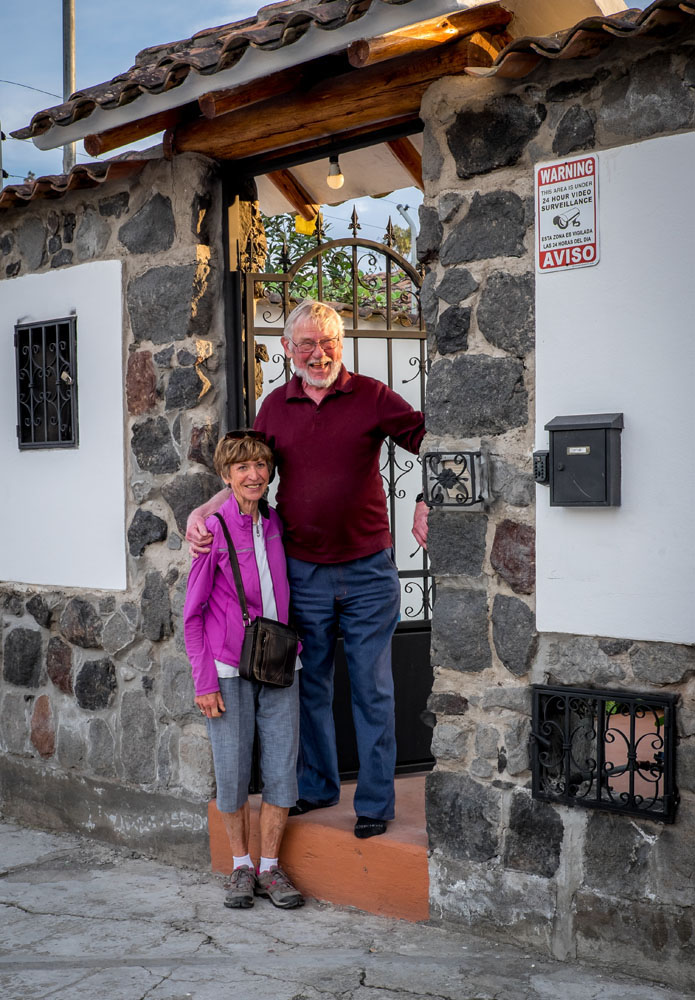 Ole and Ane laughing together in Cotacachi, Ecuador